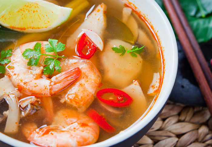 Tom Yum: Sopa de langostinos picante