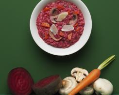 Risotto con funghi e barbabietole