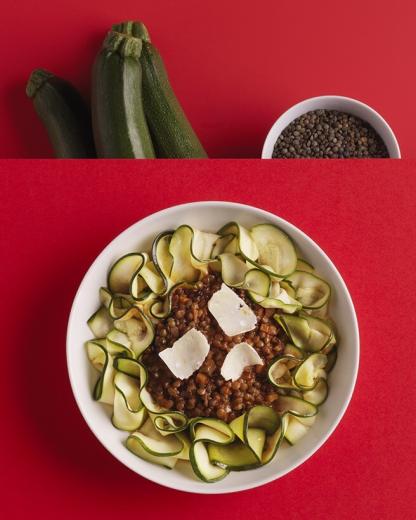 Tagliatelle din Dovlecel cu Linte Bolognese