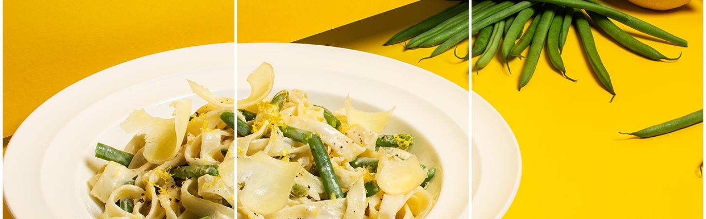 Paste cu lămâie, parmezan și fasole verde