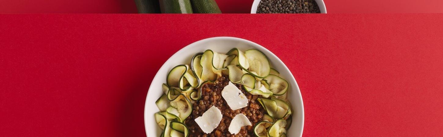 Tagliatelle din Dovlecel cu Linte Bolognese