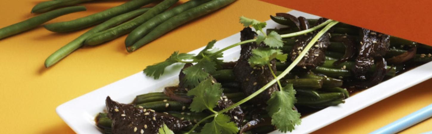 Fagiolini saltati con sesamo, tofu o carne