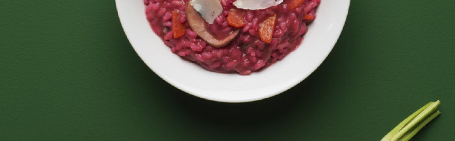 Risotto con funghi e barbabietole